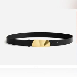 Madewell Medium Organic Hardware Belt Black Gold Leather read